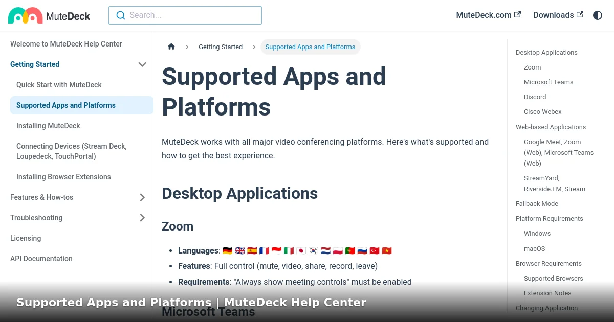 Supported Apps and Platforms | MuteDeck Help Center