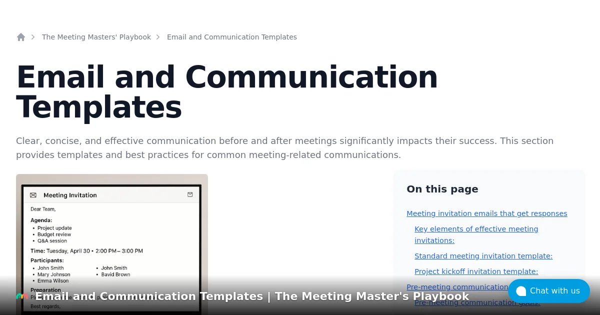 Email and Communication Templates | The Meeting Master's Playbook